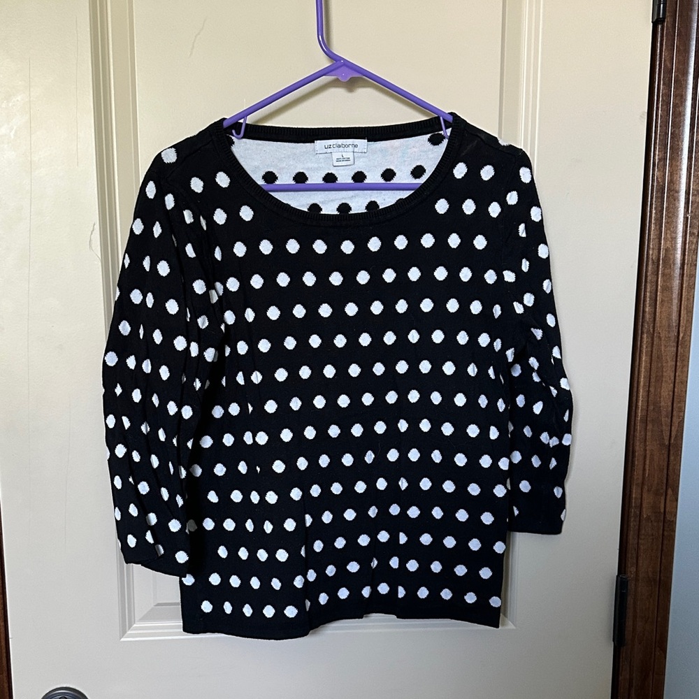 Liz Claiborne Black and White Polka Dot Sweater